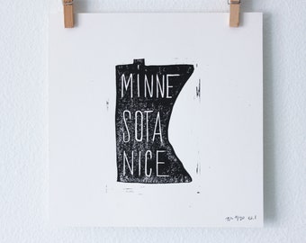 Eenvoudige Linoleum Print Poster - Minnesota Nice