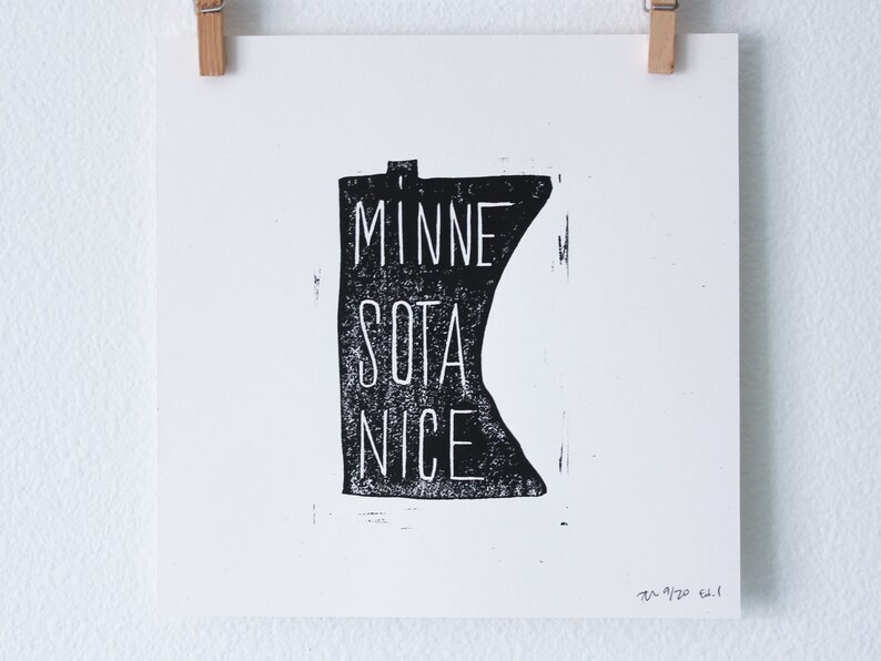 Simple Linoleum Print Poster Minnesota Nice image 1