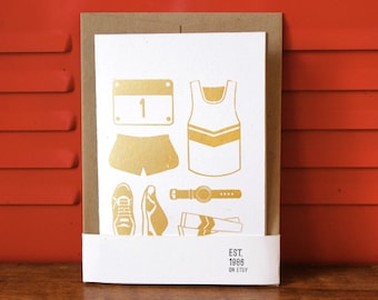 Simple Silkscreen 4x6 card - Running Race Kit