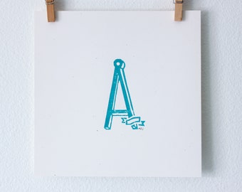 Simple Linoleum Print Poster - Letter A