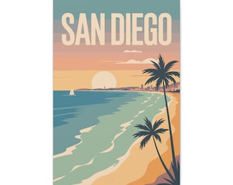 Retro San Diego Print – Vintage Coastal Art, Beach Home Decor