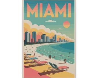 Retro print Miami Beach - vintage kustreisposter
