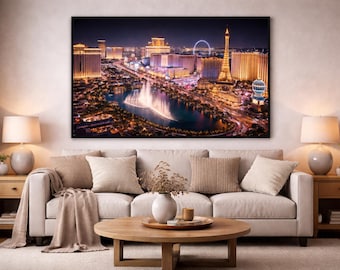 Impresión del Strip de Las Vegas de noche / Póster de viaje con luces de la ciudad (descarga digital)