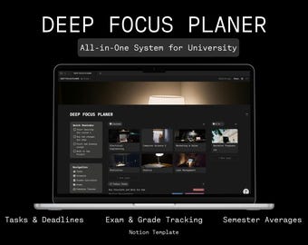 Notion Study System for University Students | Exam Planning, Tasks & Structure | Deep Focus Planner