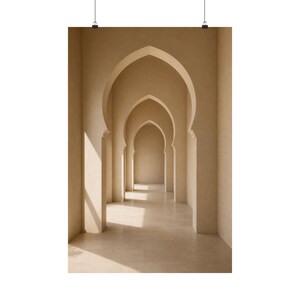 Moroccan Arch Wall Art, Minimalist Architecture Poster, Neutral Riad Print, Mediterranean Decor, Quiet Luxury Art image 4