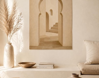 Moroccan Wall Art, Neutral Arch Print, Minimalist Architecture Poster, Mediterranean Decor, Organic Modern Decor, Riad Wall Art