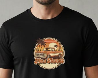 Ford Trucks Vintage Shirt | Retro Beach Sunset, Palm Tree Graphic