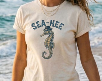 Sea-Hee Seahorse T-Shirt, Michael Jackson Theme, Funny Sea Creature Pun Shirt, Retro Music Lover Gift, Aesthetic Graphic Tee,