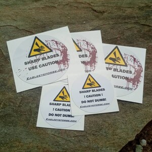 Caution stickers for Knife Enthusiasts. 5 pack.