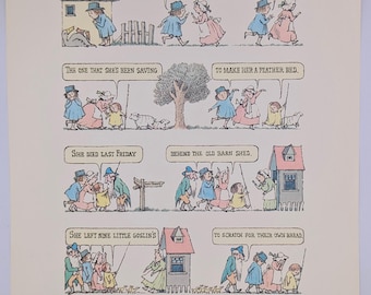 Maurice Sendak "Go Tell Aunt Rhody" | 1971 Portfolio Print | Lullabies & Night Songs 1965 | Vintage Pastel Folk Art | 1 of 9 Available