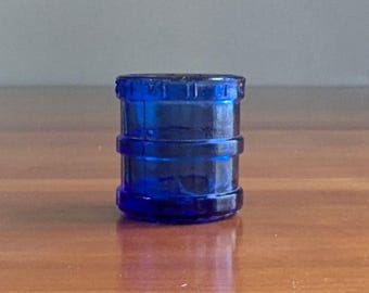 Antique Cobalt Blue Glass Measuring Cup | Heaping Dessert Spoonful Dose Cup | American Pressed Glass 1905–1925 | Apothecary Kitchen Measure