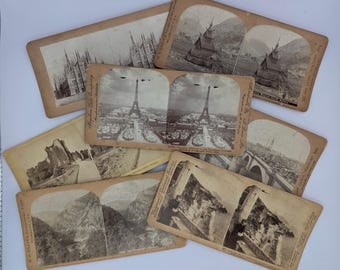 Antique European Stereoview Set of 7 | Underwood, Keystone & C.H. Graves | Paris, Norway, Italy, Ireland c.1900