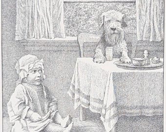 Maurice Sendak Jennie Dog Print | Higglety Pigglety Pop! 1967 | Hand-Selected 1971 Portfolio | 1 of 9 Available | Vintage Pen & Ink 11x14
