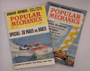 Popular Mechanics Magazine 1960 1961 Boating Bundle | Annual Boat Issue Set | Vintage Nautical Decor | Mid-Century Maritime Collector