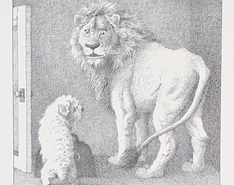 Maurice Sendak Lion Print | Higglety Pigglety Pop! 1967 | Hand-Selected 1971 Portfolio | 1 of 9 Available | Vintage Pen & Ink 11x14