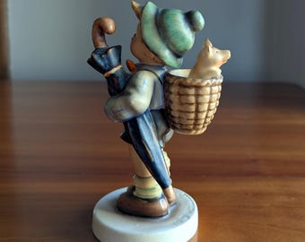 Vintage M.I. Hummel “Umbrella Boy” Figurine w/ Pig | Goebel Germany Porcelain | 6.5” Collector Piece