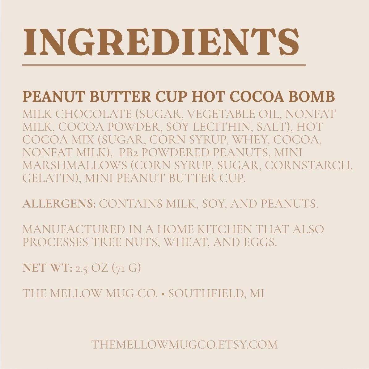 Peanut Butter Cup Hot Cocoa Bomb • Gourmet Gift • Holiday Hot Chocolate ...