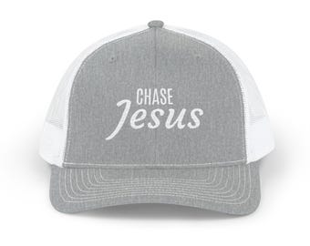 Chase Jesus Embroidered Snapback Trucker Hat | Christian Mesh Back Cap