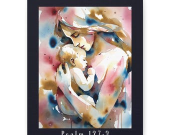 Psalm 127:3 | Mother & Baby Watercolor Canvas Print