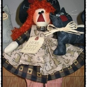I Love Cats Instant Downloadable E-pattern, Witch Pattern, Witch Doll, Halloween Decor, My Darlin Dolls, Handmade, Made in the USA, Sewing