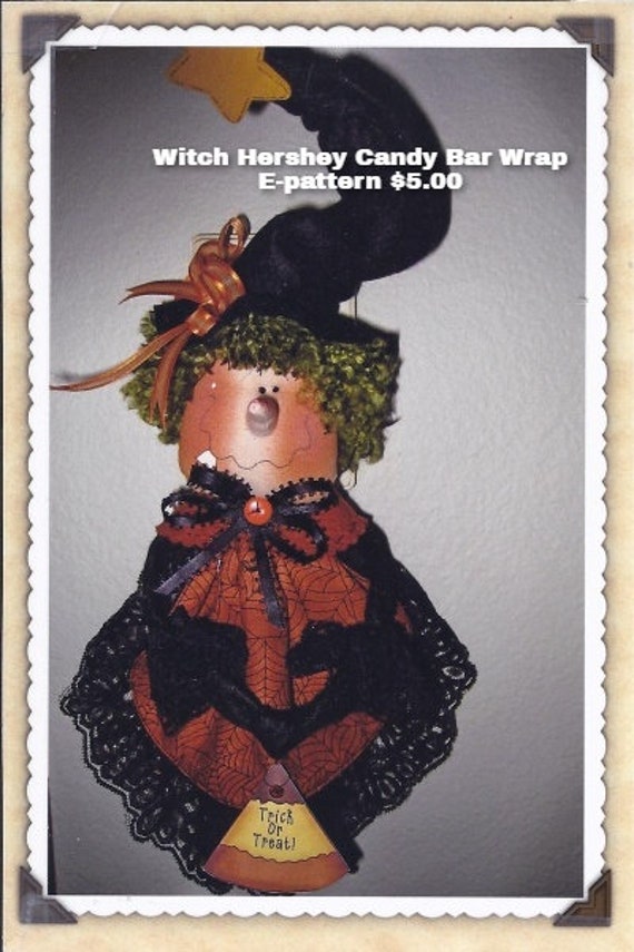 Witch Candy Bar Wrapper, Candy Wrapper, Downloadable pattern, Sewing Pattern, Halloween Decor, Halloween Treats, Sewing Pattern, Witch