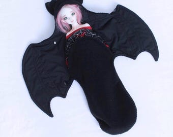 MSD BJD ミニフィーサイズ ソリッドブラック バットラップ ドール用寝袋 ハンドメイド 1/4 ボールジョイントドール用