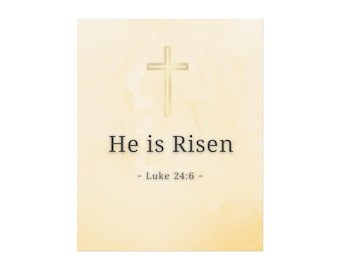 He is Risen Poster, Luke 24:6 Bible, Minimalist Christian Easter Decor, Neutral Beige Print