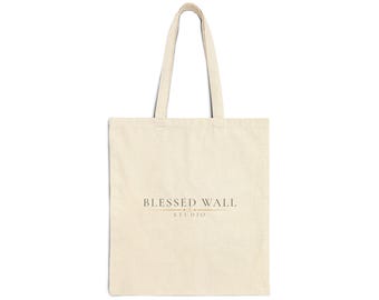 Blessed Wall Script Logo Tote Bag | Cotton Canvas | Minimalist Farmhouse