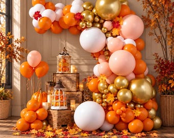 Herbstliche Ballongirlande, Ballon-Set für Herbstpartys, Dekorationen in Gold, Orange und Rosa, Ballonbogen für Thanksgiving, Halloween-Partydeko