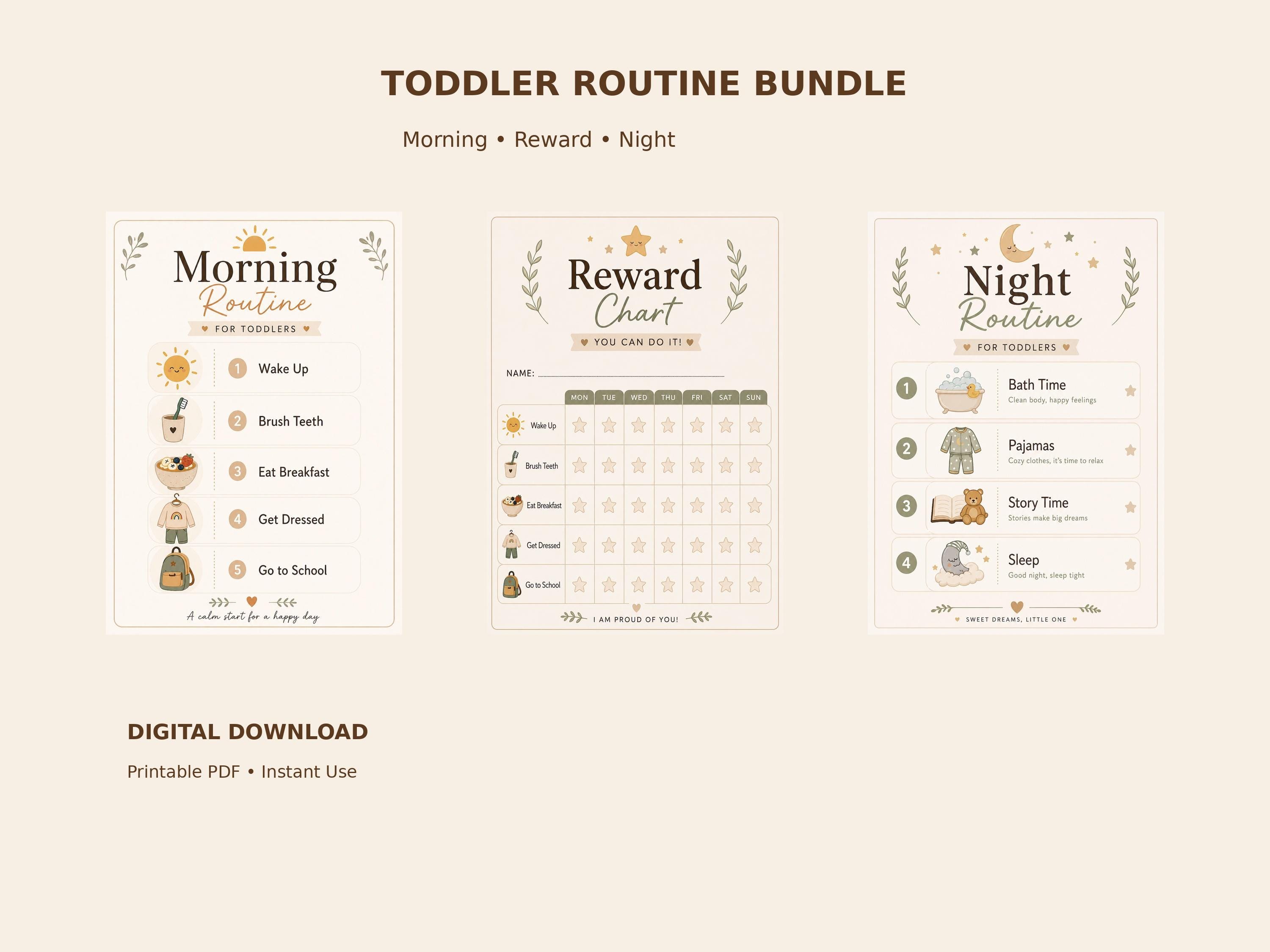 Morning And Night Routine Chart.pdf Kids Routine Chart Bundle Printable, Morning & Night Routine Chart ...