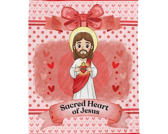 Sacred Heart of Jesus Velveteen Plush Blanket | Religious Jesus Design