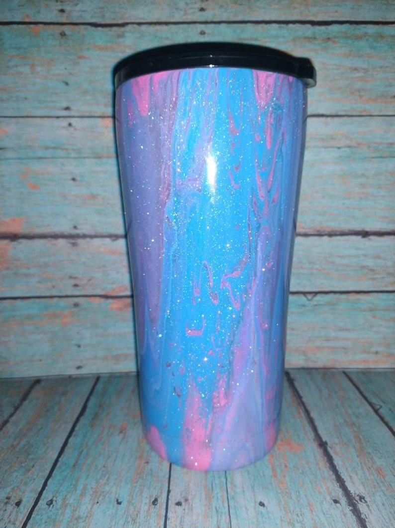 Dirty Pour Tumbler Acrylic Paint Tumbler Glitter Tumbler Etsy