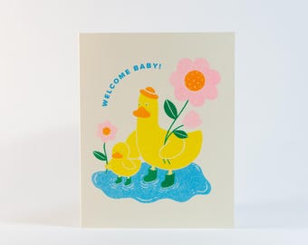Welcome, Baby! Duck | Risograph Greeting Card