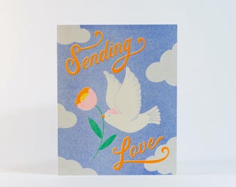 Sending Love | Risograph Greeting Card