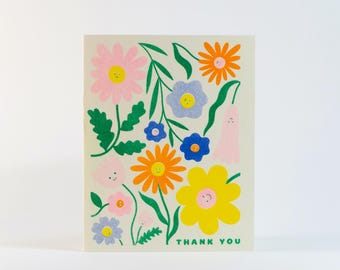 Thank You Flowers | Risograph Greeting Card