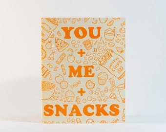 You + Me + Snacks | Risograph Greeting Card