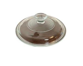 Vintage PYREX Clear Glass Lid With Ribbed Design G5C-A For 7 3/4" Round Dish