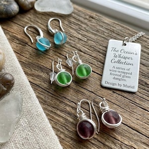 Turquoise/Green/Burgundy Bead Earrings, Handmade Silver Wire Wrapped, Minimalist Beach Jewelry, Dainty Drop