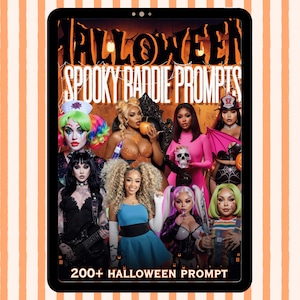 300 Spooky Glam Baddie Halloween AI Prompts Ebook - Midjourney, DALL-E, Bing Image Prompts - Digital Download - AI Art Prompts