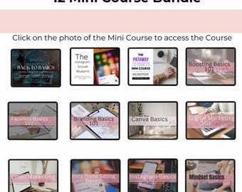 12 Mini Courses Digital Marketing Bundle | Canva Templates + PLR Audio Courses MRR | Make Money Online Lessons | Instagram Marketing Course