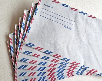 Vintage 1980s Airmail Envelopes, Set of 6 New Old Stock, Eighties Paper Ephemera