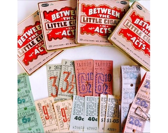 Vintage Mini Collage Kit, Antique Cigar Tin Box w/ Small Ephemera, Curated Tickets, Stamps, Labels