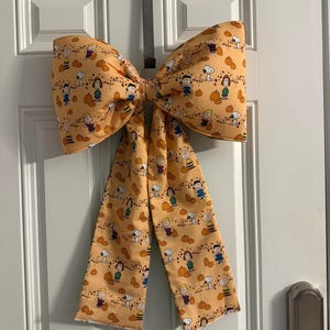 Reversible Christmas & Halloween Fabric Door Bow – Double-Sided Holiday Door Decor, Handmade Seasonal Wreath Bow, Festive Front Door