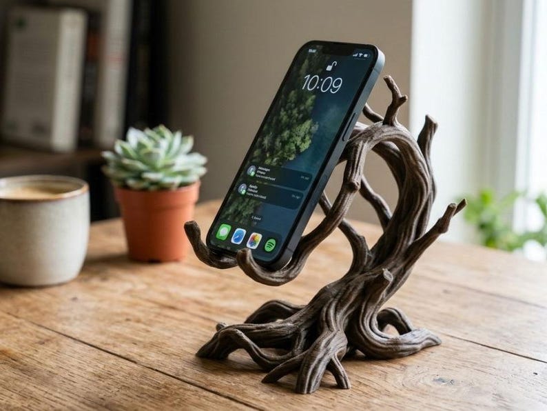 Phone Stand Tree Branches | Decorative Desk Phone Holder | Nature Gift image 2