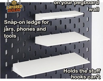 Basic Shelf for IKEA Skadis Pegboard | 6 Sizes Available | Choose Color & Size