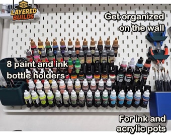 Set of 8 Vallejo Paint Bottle Holders for IKEA Skadis Boards | Pegboard Craft Organization | IKEA Skadis Compatible Gift