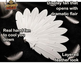 Feather Folding Fan | Realistic Decorative Hand Fan | Cosplay Gift