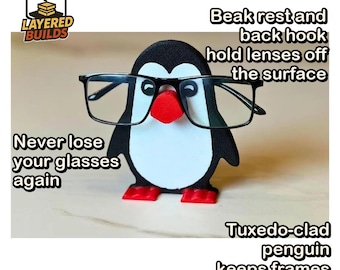 Penguin Eyeglass Stand & Desk Companion | Decorative Glasses Holder