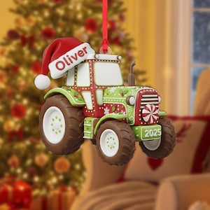 Personalized Tractor Christmas Ornament, Custom Acrylic Farmer Gift