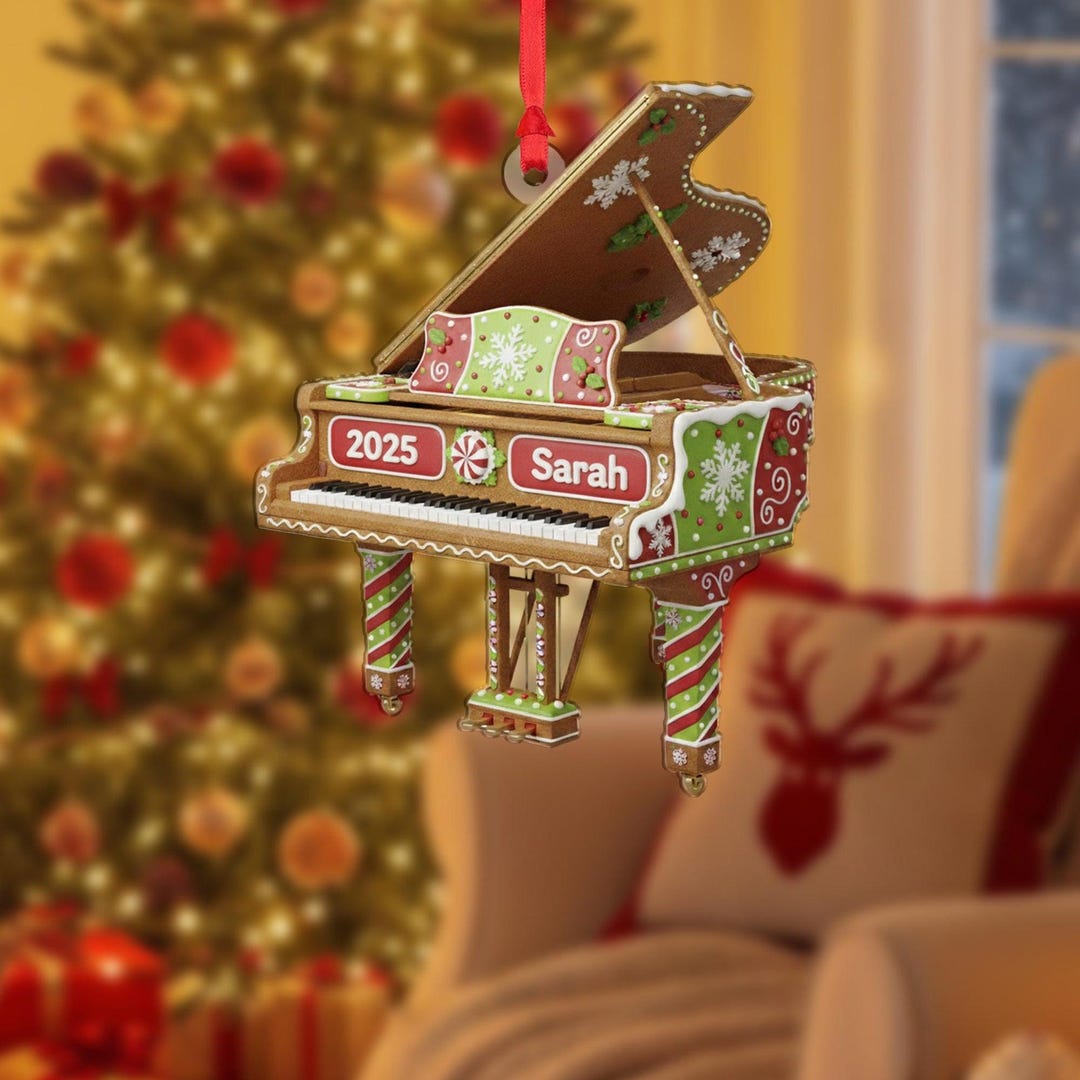 Personalized Gingerbread Grand Piano Ornament, Custom Acrylic Music ...
